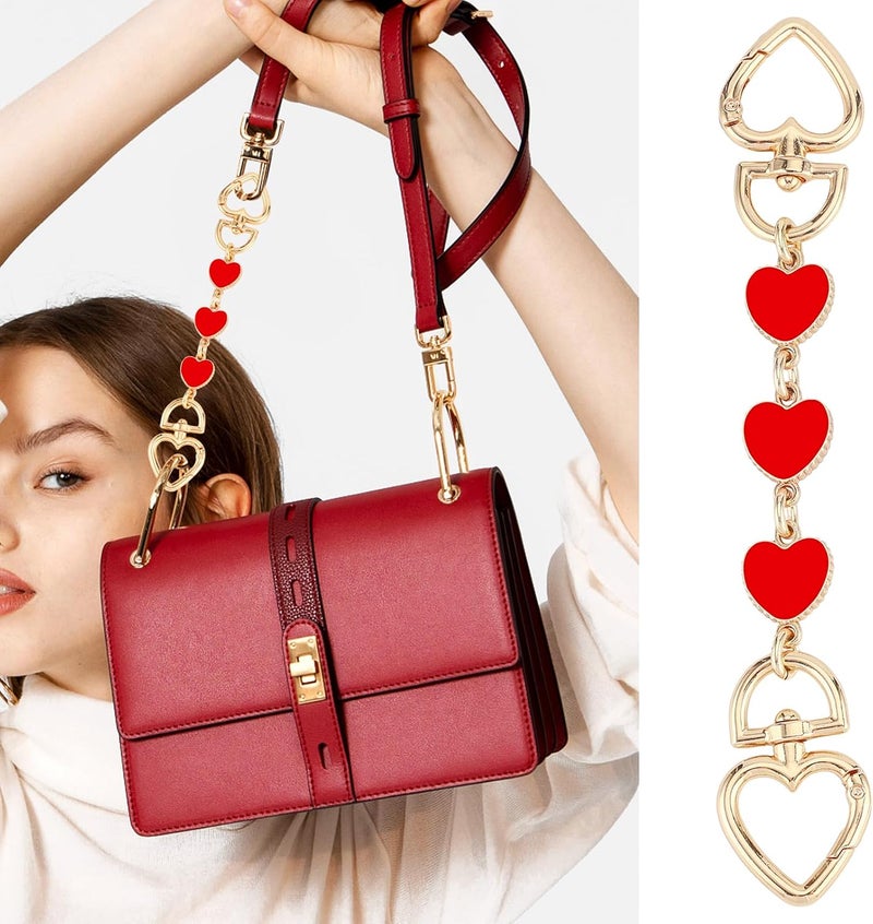 Tmtains 2Pcs Bag Extender Chain Heart Moon Purse Strap Extenders for Handbags Purse Extender Chain Gold Chain Purse Strap Replacement Red Purse Accessories Bag Charms for Handbags Purse Making Supplies - Image 2